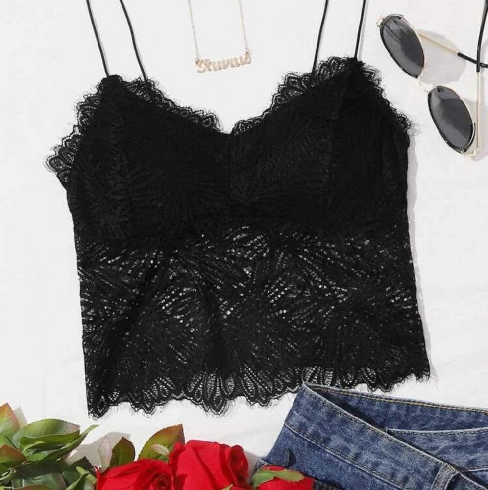 LONGLINE FLORAL LACE CAMI BRALETTE